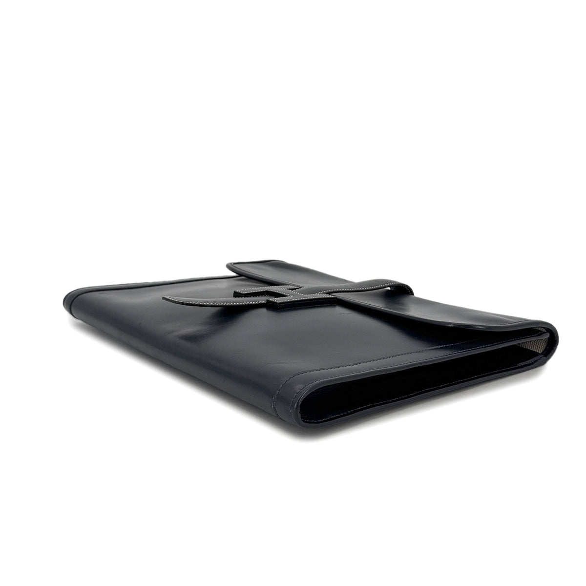 HERMES JIGE GM BLUE INDIGO BOXCALF CLUTCH BAG 〇V 90293025
