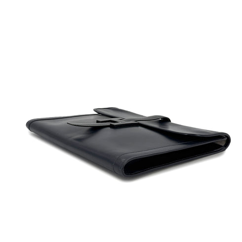 HERMES JIGE GM BLUE INDIGO BOXCALF CLUTCH BAG 〇V 90293025 - PURPOSE