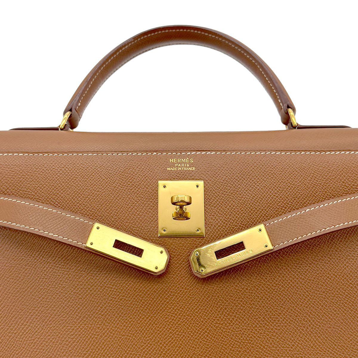 HERMES KELLY 32 SELLIER GOLD COUCHEVEL HAND SHOULDER BAG 〇Y GHW 90293255