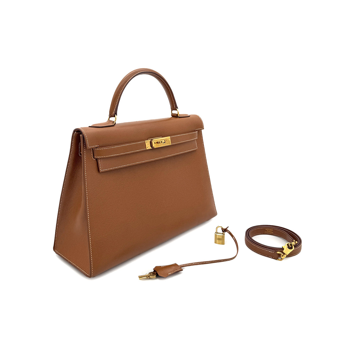 HERMES KELLY 32 SELLIER GOLD COUCHEVEL HAND SHOULDER BAG 〇Y GHW 90293255