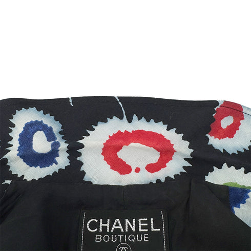 CHANEL VINTAGE SLEEVELESS DRESS COCO BUTTON MULTI COLOR LINEN 38 97S RTW 90293258