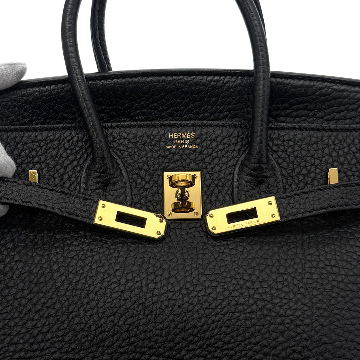 HERMES BIRKIN 25 BLACK TOGO HAND BAG □P GHW 90293283