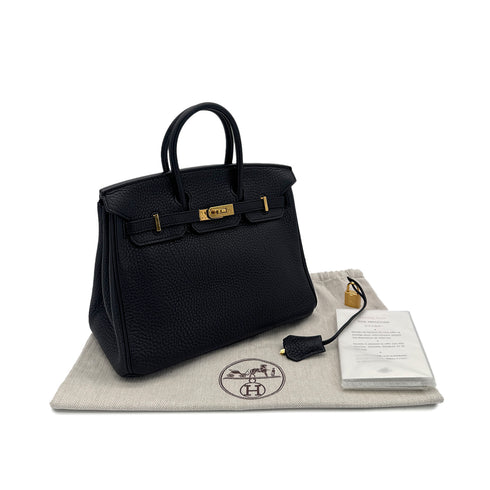 HERMES BIRKIN 25 BLACK TOGO HAND BAG □P GHW 90293283 - PURPOSE