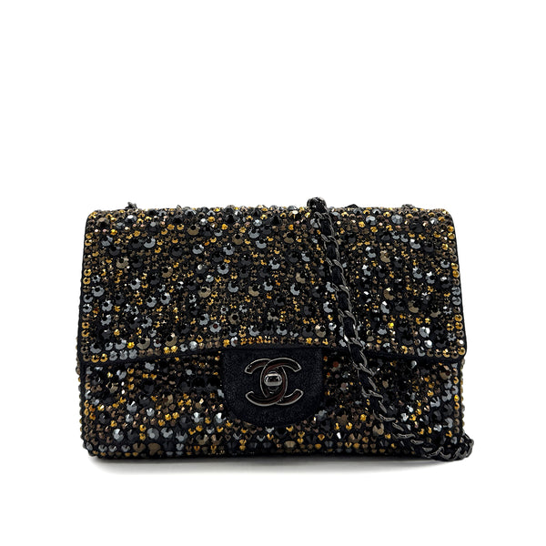 CHANEL BIJOU CHAIN SHOULDER BAG BLACK GOAT SKIN 90293284