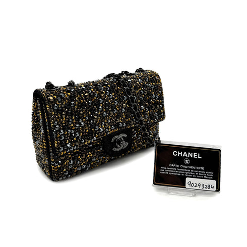 CHANEL BIJOU CHAIN SHOULDER BAG BLACK GOAT SKIN 90293284