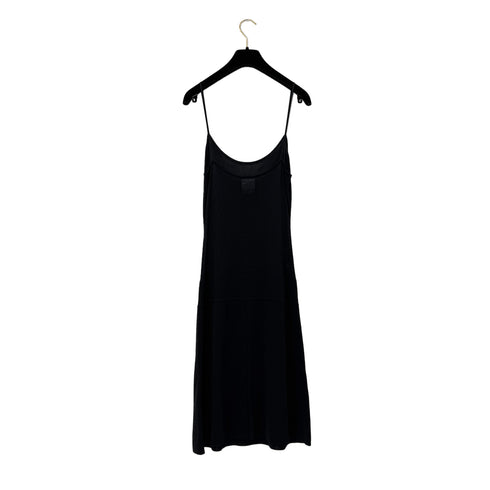 CHANEL SLEEVELESS KNIT DRESS COCOMARK BLACK RAYON COTTON 40 01P RTW 90293286