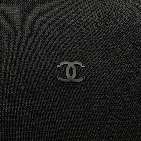 CHANEL SLEEVELESS KNIT DRESS COCOMARK BLACK RAYON COTTON 40 01P RTW 90293286