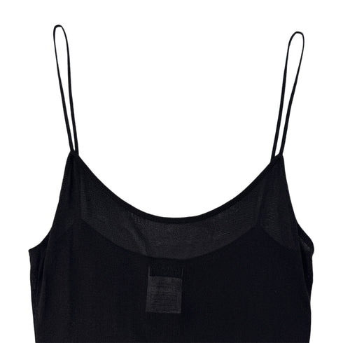 CHANEL SLEEVELESS KNIT DRESS COCOMARK BLACK RAYON COTTON 40 01P RTW 90293286