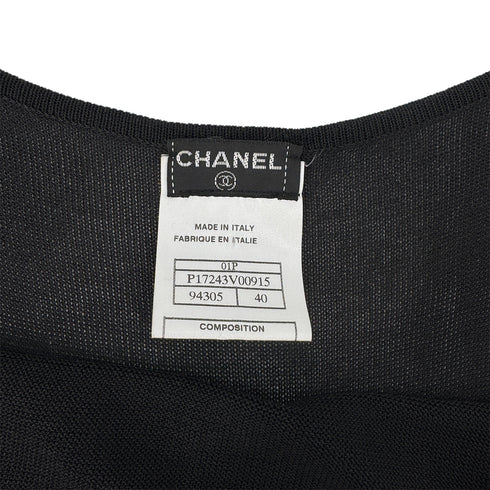 CHANEL SLEEVELESS KNIT DRESS COCOMARK BLACK RAYON COTTON 40 01P RTW 90293286