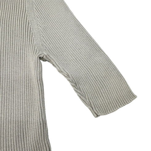 CHANEL VINTAGE KNIT SHORT SLEEVE TOPS LOGO GRAY SILK 44 99P RTW 90293287