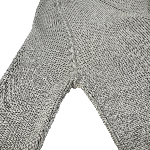 CHANEL VINTAGE KNIT SHORT SLEEVE TOPS LOGO GRAY SILK 44 99P RTW 90293287