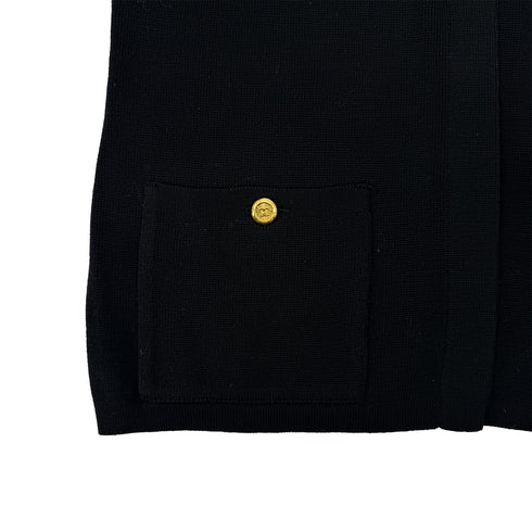 CHANEL VINTAGE KNIT SHORT SLEEVE GOWN TOPS COCO BUTTON BLACK COTTON 40 96P RTW 90293288
