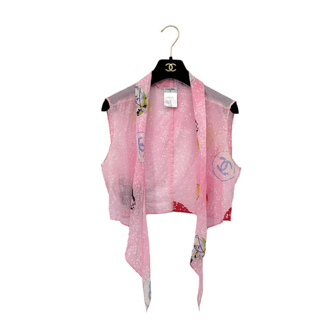 CHANEL SLEEVELESS SHIRT TOPS COCOMARK PINK COTTON 40 05S RTW 90293290