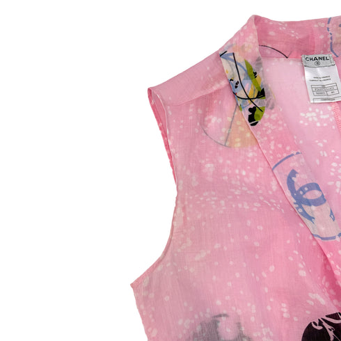 CHANEL SLEEVELESS SHIRT TOPS COCOMARK PINK COTTON 40 05S RTW 90293290