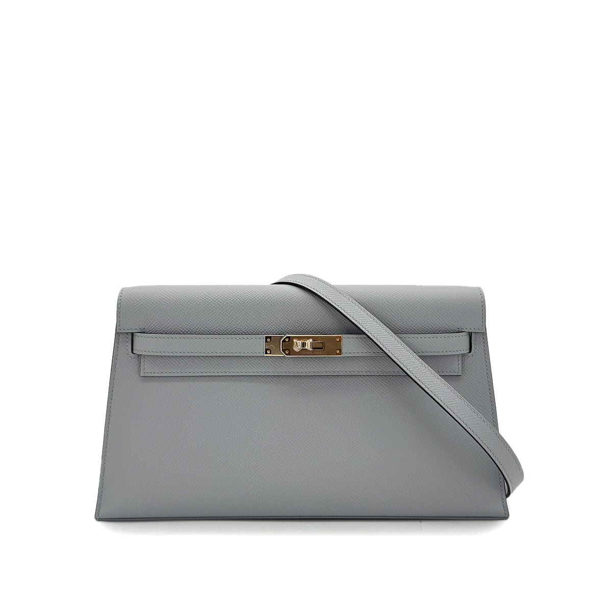HERMES KELLY ELAN GRIS MOUETTE EPSOM CLUTCH SHOULDER BAG K GHW 90293292