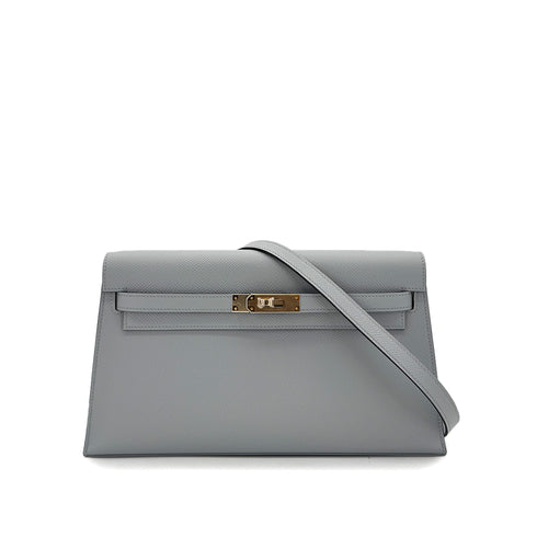 HERMES KELLY ELAN GRIS MOUETTE EPSOM CLUTCH SHOULDER BAG K GHW 90293292 - PURPOSE