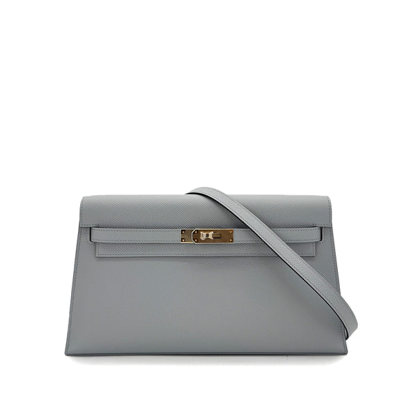 HERMES KELLY ELAN GRIS MOUETTE EPSOM CLUTCH SHOULDER BAG K GHW 90293292 - PURPOSE