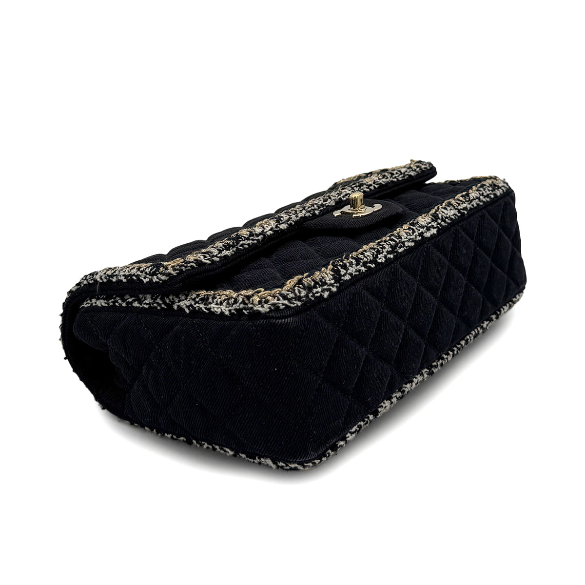 CHANEL MATELASSE CHAIN SHOULDER BAG BLACK CANVAS TWEED 90293294