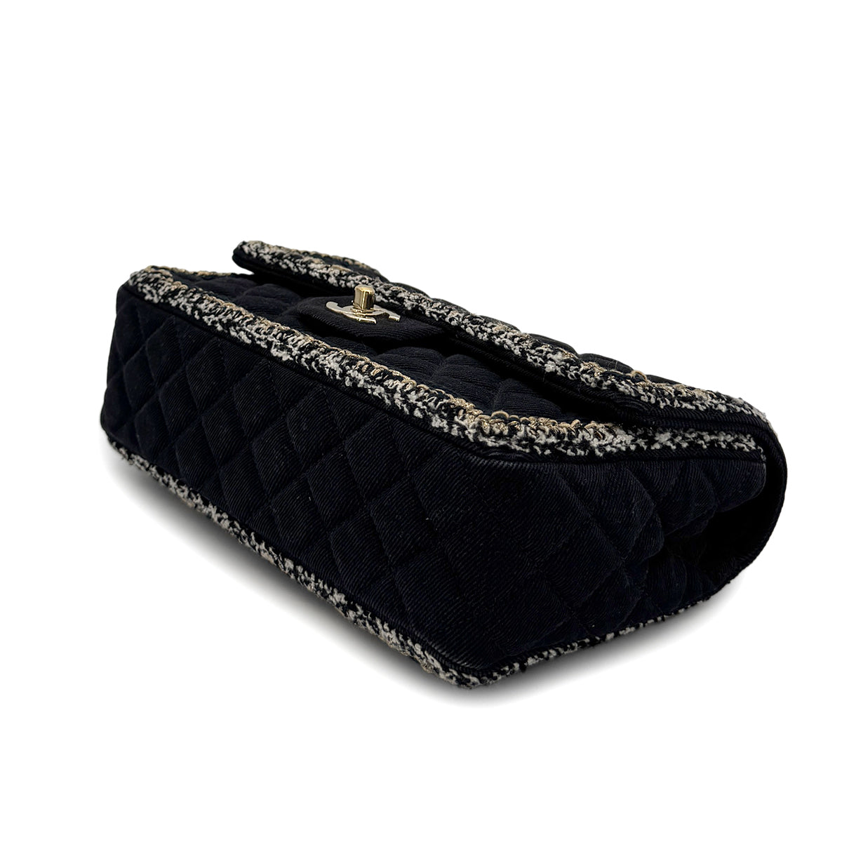 CHANEL MATELASSE CHAIN SHOULDER BAG BLACK CANVAS TWEED 90293294