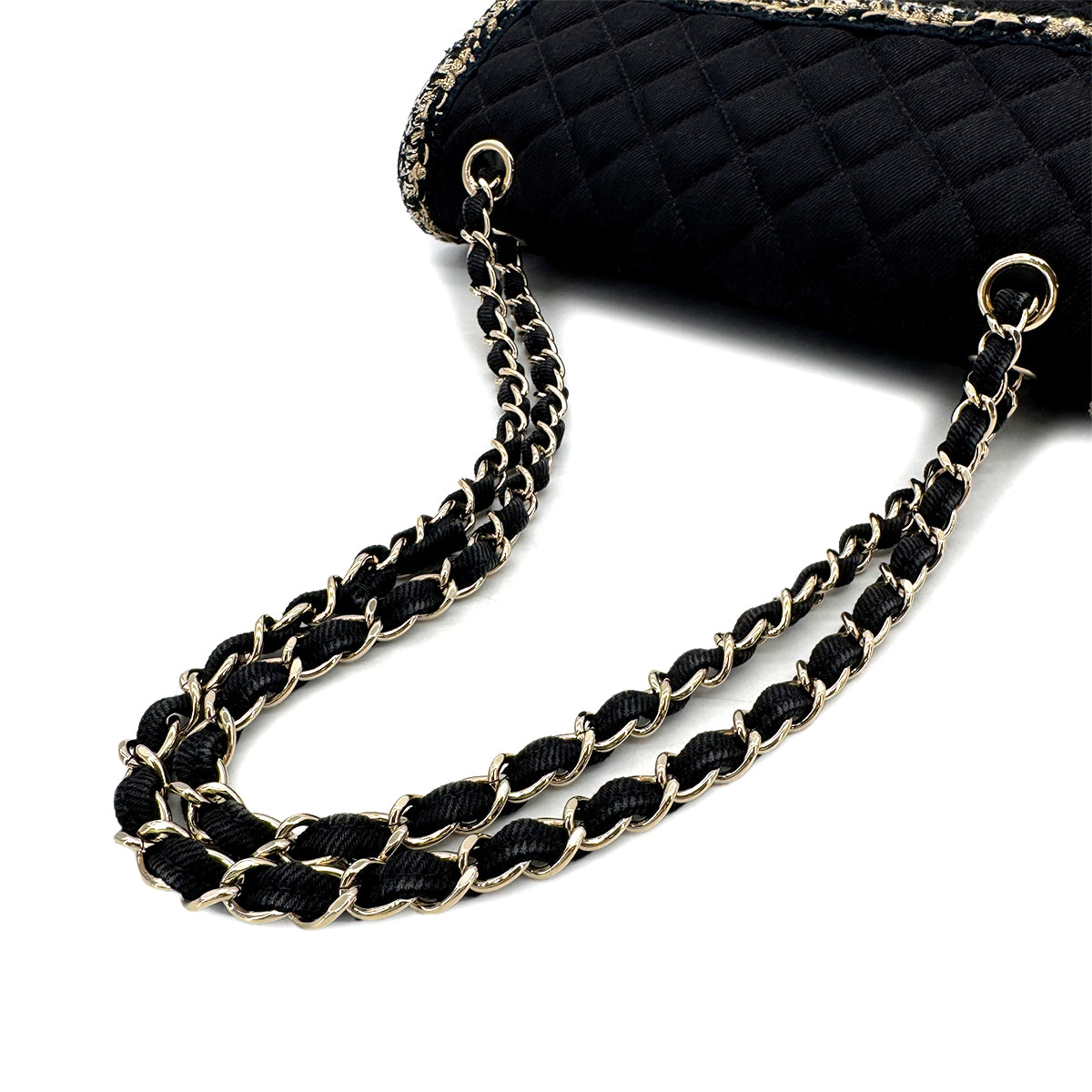 CHANEL MATELASSE CHAIN SHOULDER BAG BLACK CANVAS TWEED 90293294
