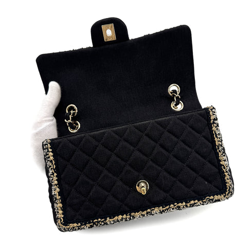 CHANEL MATELASSE CHAIN SHOULDER BAG BLACK CANVAS TWEED 90293294 - PURPOSE