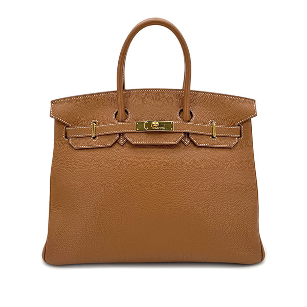 HERMES BIRKIN 35 GOLD TOGO HAND BAG □G GHW 90293295 - PURPOSE