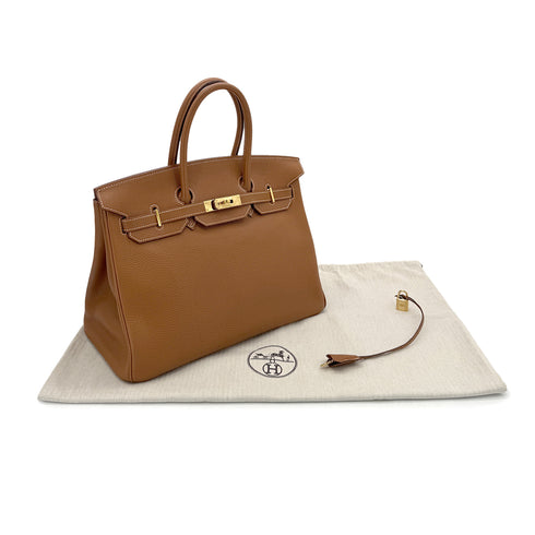HERMES BIRKIN 35 GOLD TOGO HAND BAG □G GHW 90293295 - PURPOSE