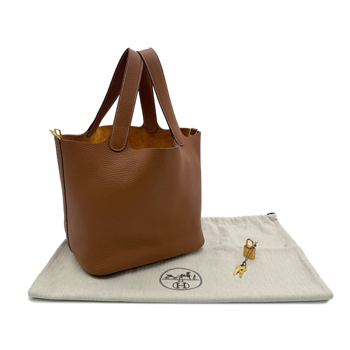 HERMES PICOTIN LOCK MM GOLD TAURILLON CLEMENCE HAND BAG B GHW 90293296