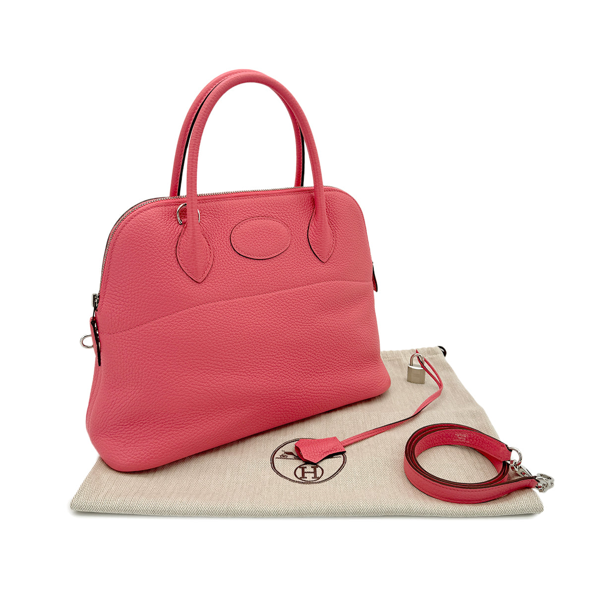HERMES BOLIDE 31 ROSE AZALEE TAURILLON CLEMENCE HAND SHOULDER BAG Y SHW 90293297