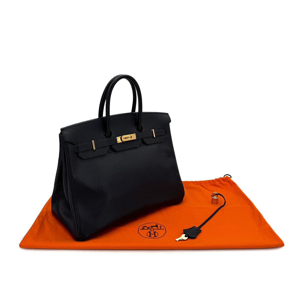 HERMES BIRKIN 35 BLACK ARDENNES HAND BAG □E GHW 90293298