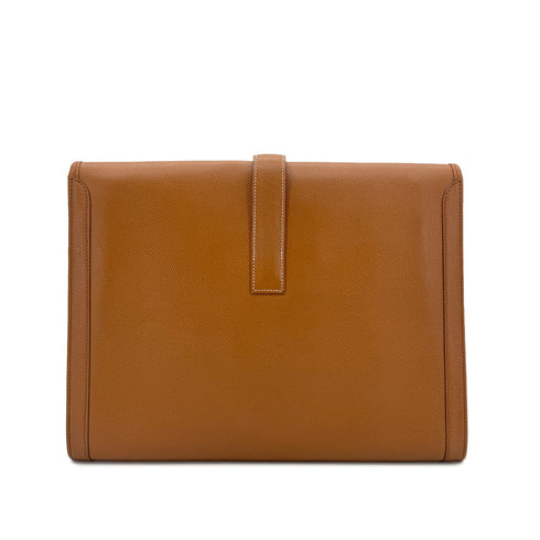 HERMES JIGE GM GOLD COUCHEVEL CLUTCH BAG 〇W 90293299 - PURPOSE