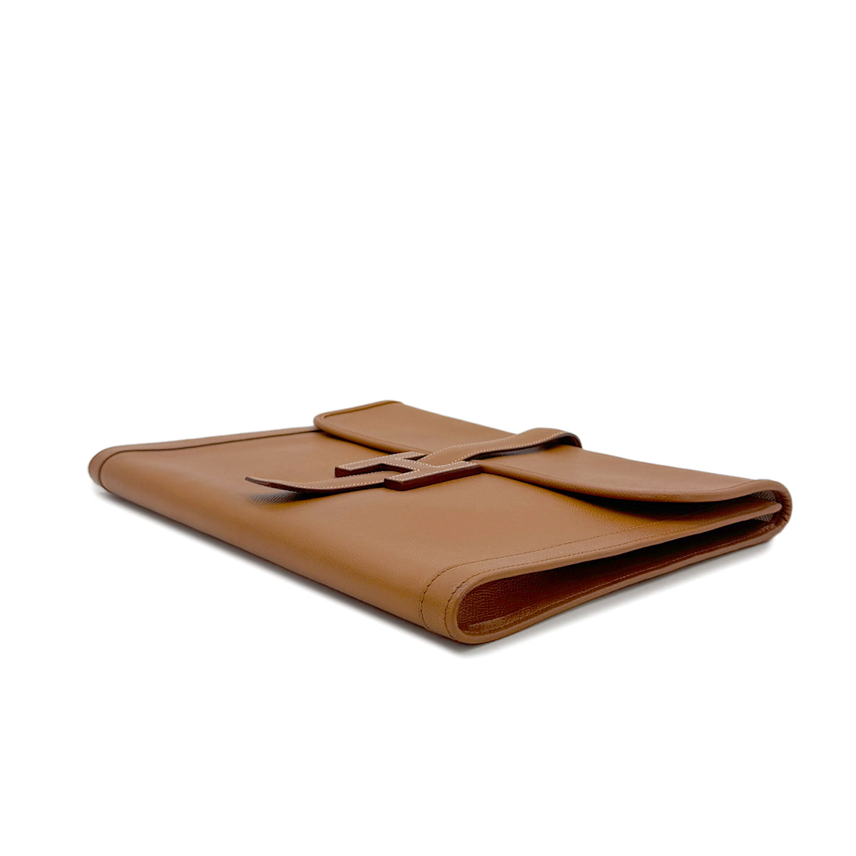 HERMES JIGE GM GOLD COUCHEVEL CLUTCH BAG 〇W 90293299