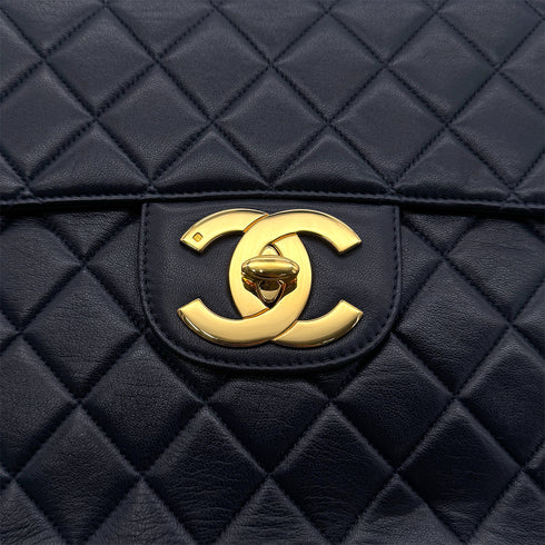 CHANEL VINTAGE JUMBO MATELASSE 30 CHAIN SHOULDER BAG NAVY LAMB SKIN 90293300 - PURPOSE