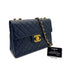 CHANEL VINTAGE JUMBO MATELASSE 30 CHAIN SHOULDER BAG NAVY LAMB SKIN 90293300 - PURPOSE
