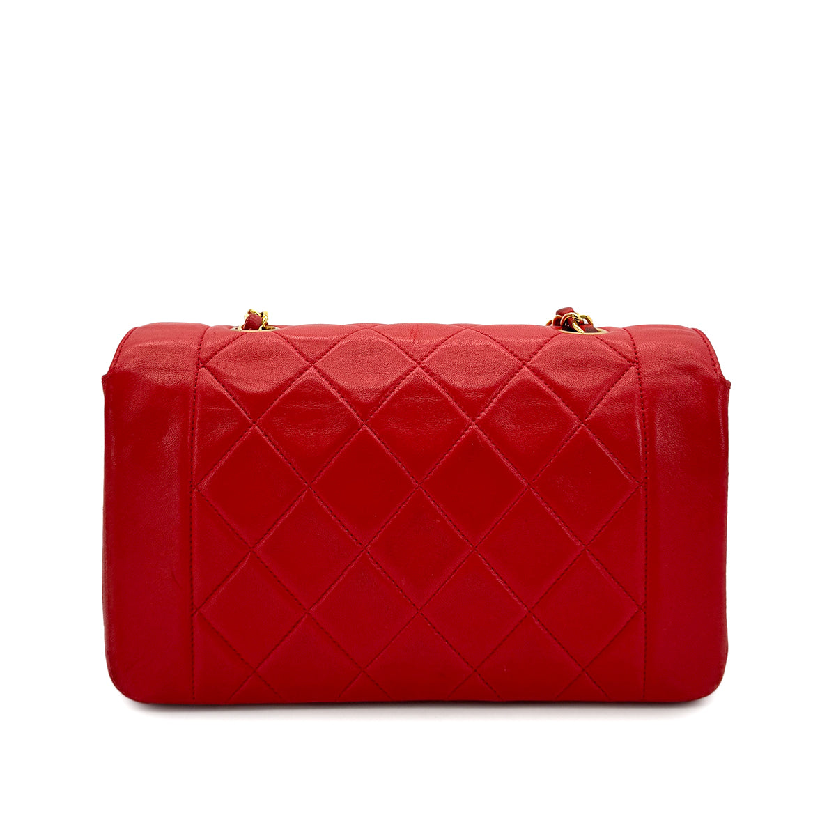 CHANEL VINTAGE DIANA SMALL CHAIN SHOULDER BAG RED LAMB SKIN 90293301