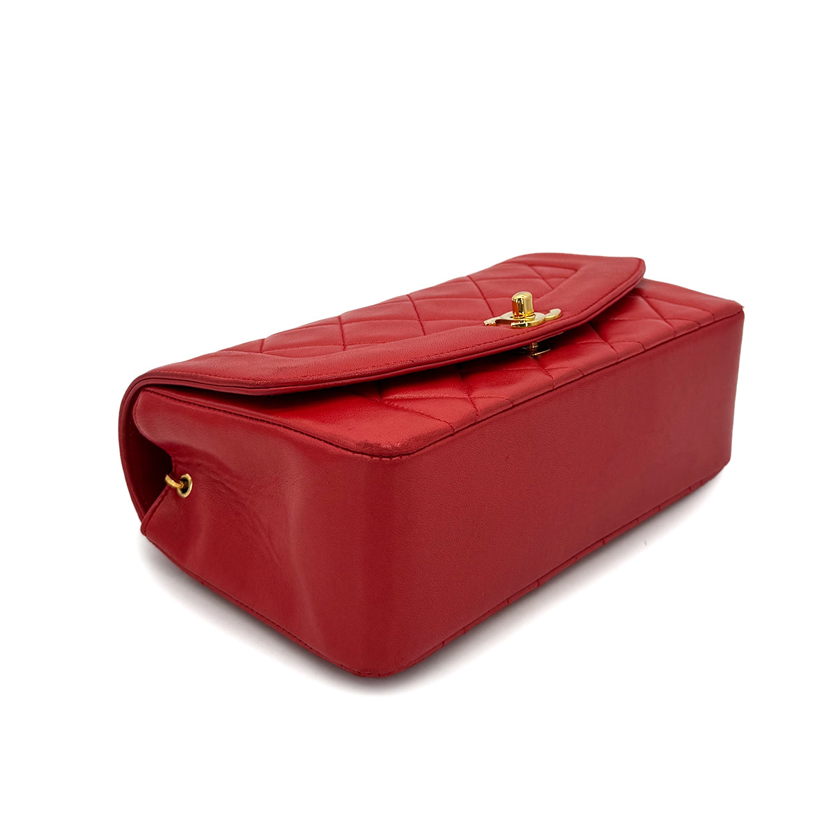 CHANEL VINTAGE DIANA SMALL CHAIN SHOULDER BAG RED LAMB SKIN 90293301