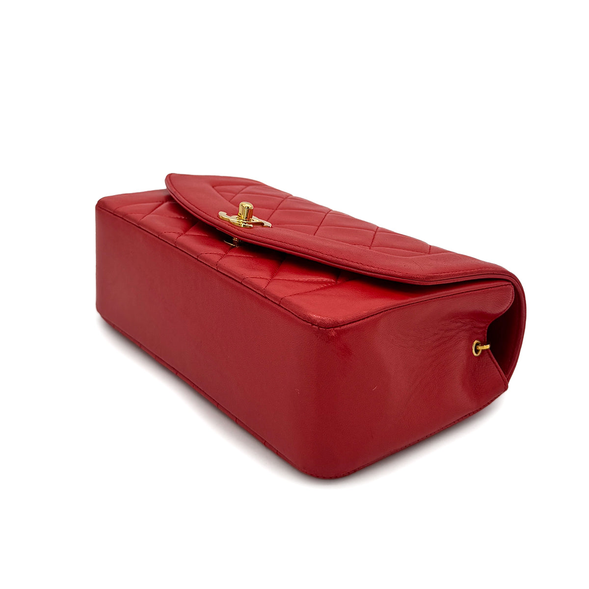 CHANEL VINTAGE DIANA SMALL CHAIN SHOULDER BAG RED LAMB SKIN 90293301