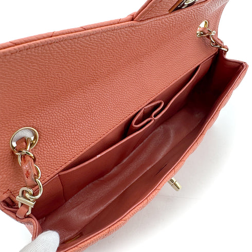 CHANEL VINTAGE EAST WEST CHAIN SHOULDER BAG ORANGE CAVIAR SKIN 90293302 - PURPOSE