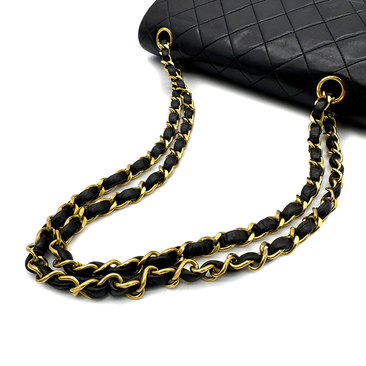 CHANEL VINTAGE CLASSIC FLAP SMALL CHAIN SHOULDER BAG BLACK LAMB SKIN 90293303