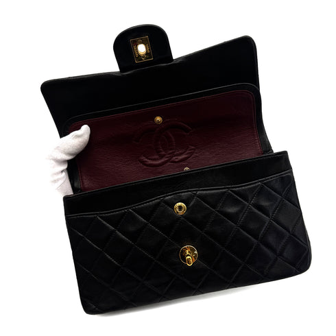 CHANEL VINTAGE CLASSIC FLAP SMALL CHAIN SHOULDER BAG BLACK LAMB SKIN 90293303 - PURPOSE