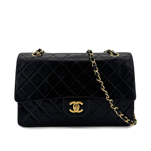 CHANEL VINTAGE CLASSIC FLAP MEDIUM CHAIN SHOULDER BAG BLACK LAMB SKIN 90293304 - PURPOSE