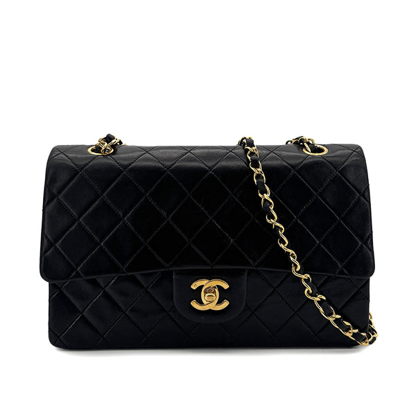CHANEL VINTAGE CLASSIC FLAP MEDIUM CHAIN SHOULDER BAG BLACK LAMB SKIN 90293304 - PURPOSE