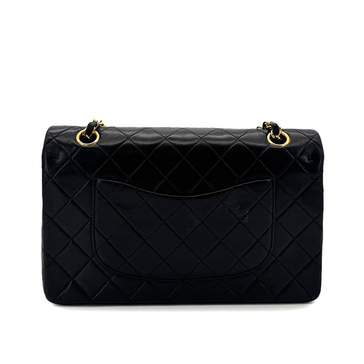 CHANEL VINTAGE CLASSIC FLAP MEDIUM CHAIN SHOULDER BAG BLACK LAMB SKIN 90293304