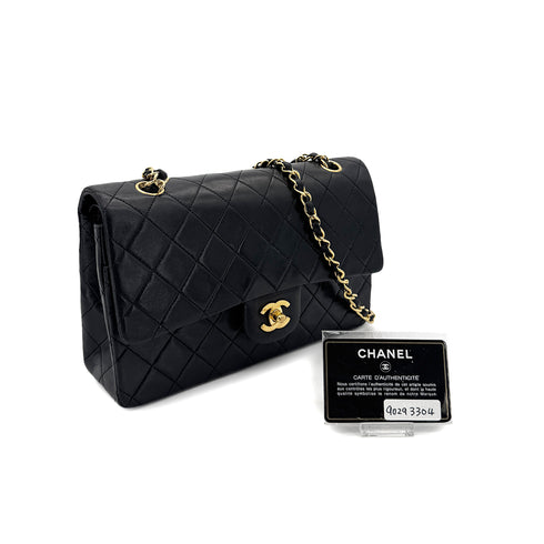 CHANEL VINTAGE CLASSIC FLAP MEDIUM CHAIN SHOULDER BAG BLACK LAMB SKIN 90293304 - PURPOSE