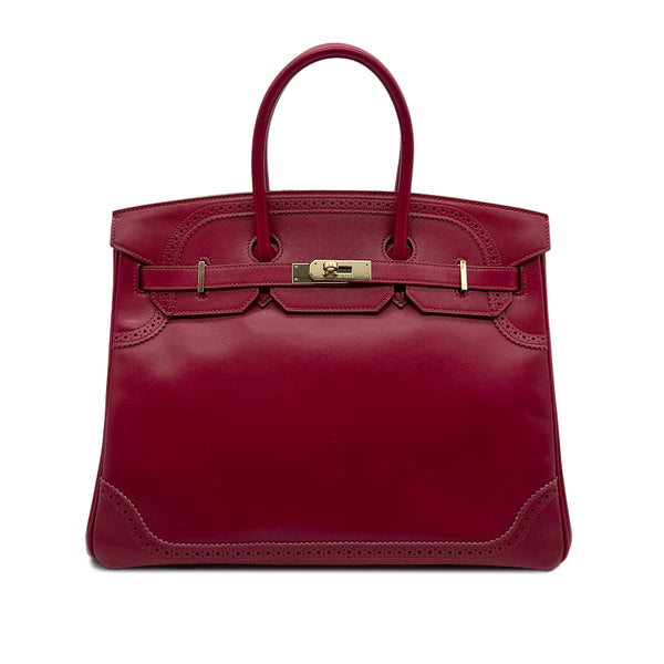 HERMES BIRKIN 35 GHILLIES RUBIS TADELAKT HAND BAG □Q GHW 90293501 - PURPOSE