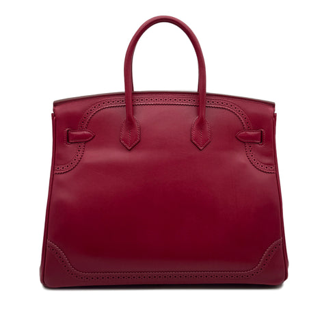 HERMES BIRKIN 35 GHILLIES RUBIS TADELAKT HAND BAG □Q GHW 90293501 - PURPOSE
