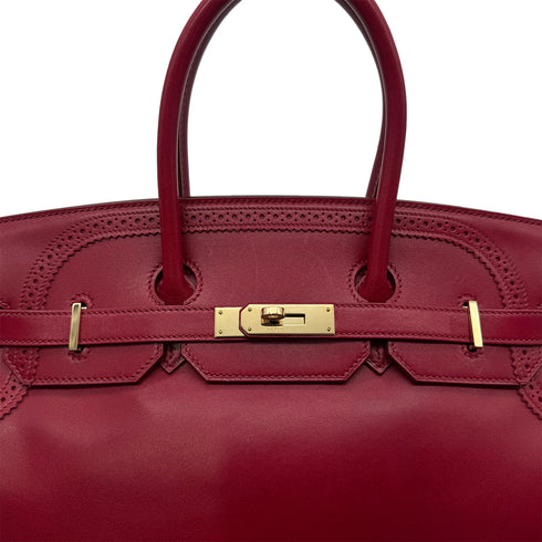 HERMES BIRKIN 35 GHILLIES RUBIS TADELAKT HAND BAG □Q GHW 90293501 - PURPOSE