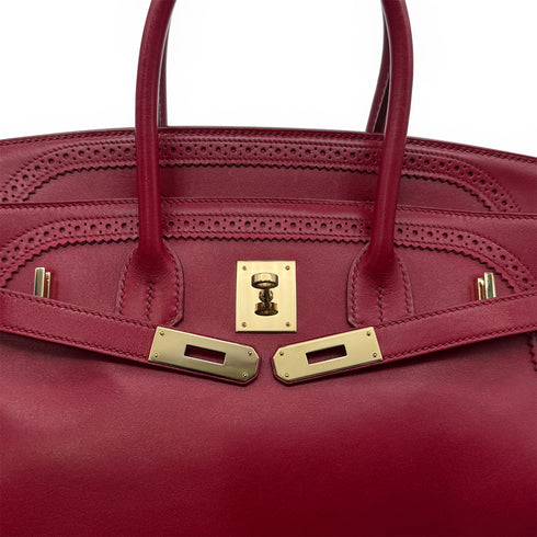 HERMES BIRKIN 35 GHILLIES RUBIS TADELAKT HAND BAG □Q GHW 90293501 - PURPOSE