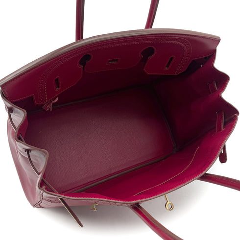 HERMES BIRKIN 35 GHILLIES RUBIS TADELAKT HAND BAG □Q GHW 90293501 - PURPOSE