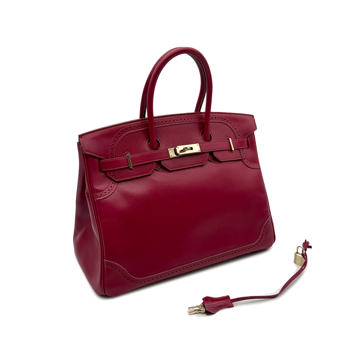 HERMES BIRKIN 35 GHILLIES RUBIS TADELAKT HAND BAG □Q GHW 90293501